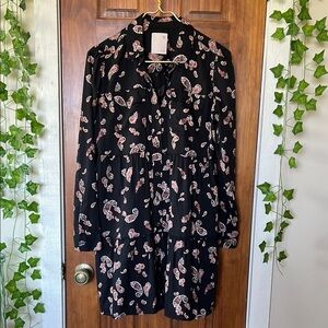 Paisley Print Cotton Blend Tiered Mini Boho Cottage Dress | S